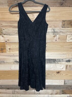 J.Crew size 6 Petite Black with Palm Tree Pattern Sleeveless Form Fitted Dress